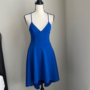 B DARLIN Royal Blue Hi-Low Dress w/lace back - 3/4